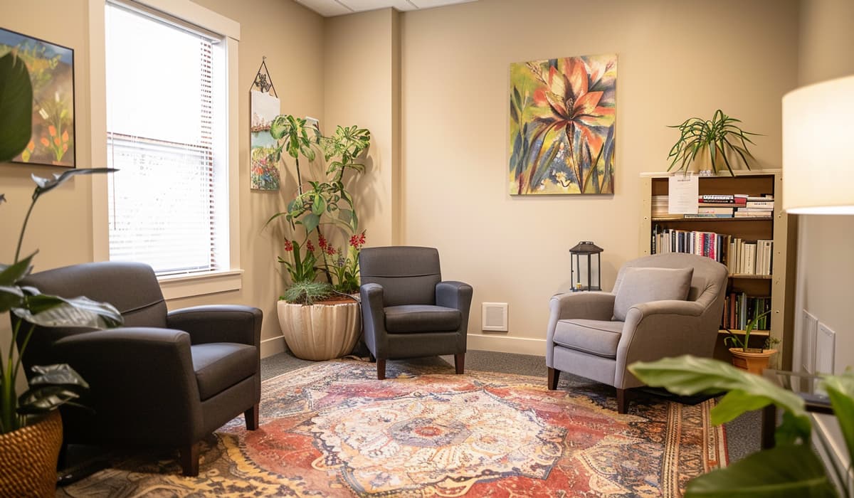 חלל חמים ומזמין עם אלמנטים מגוונים המשקפים את השילוב בין גישות טיפוליות שונות